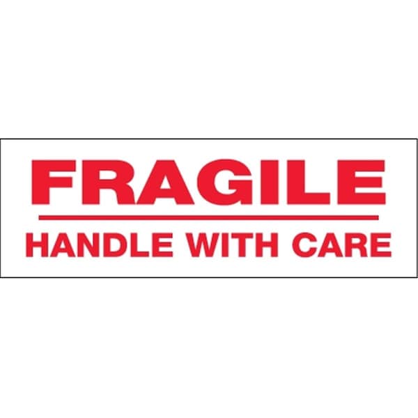 Perfectpitch Fragile Handle with Care Pre-Printed Carton Sealing Tape - Red & White , 6PK PE3349138 - main